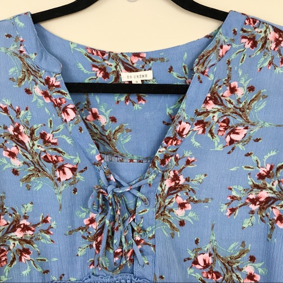 ASOS En Creme Boho Bell Sleeve Floral Top⭐️ - Picture 4 of 7